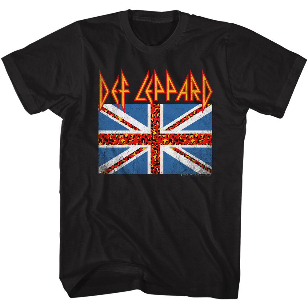 Def Leppard-Leopard Flag-Black Adult S/S Tshirt