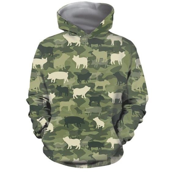 Unisex Camo Animal Pig 3D Hoodie All Over Print