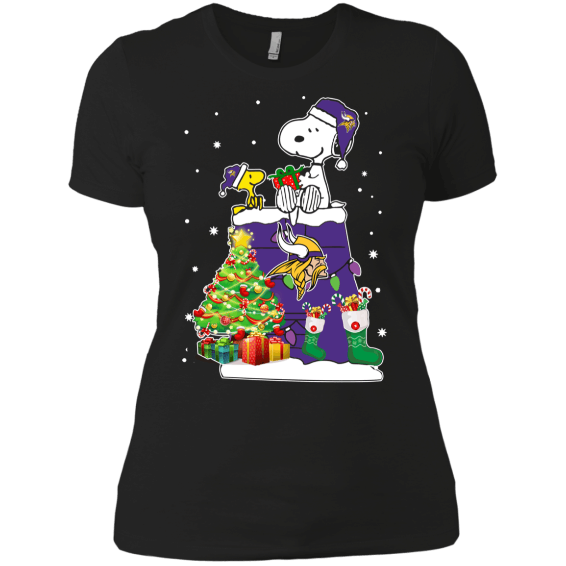 Buy Minnesota Vikings Snoopy & Woodstock Christmas Shirt Ladies’ Boyfriend Shirt