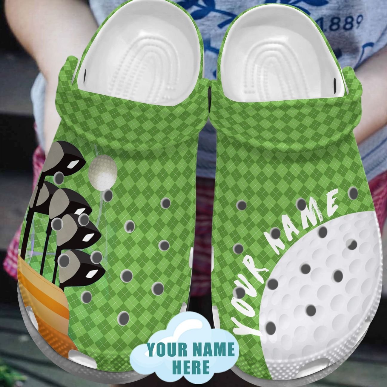 Golf Ball Personalized Clog, Custom Name, Text, Color, Number Fashion Style For Women, Men, Kid, Print 3D