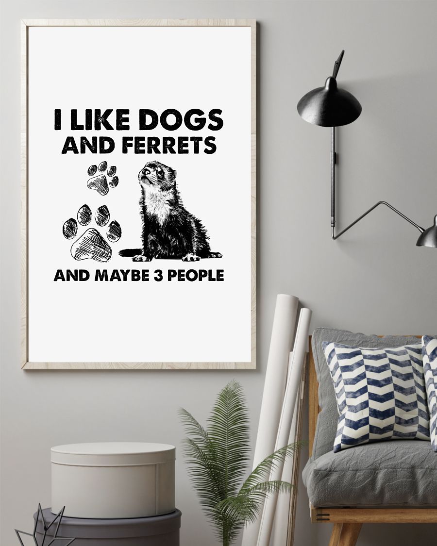 Ferret And Dog Three People Ferret Lover Dog Mom Canvas And Poster | Wall Decor Visual Art | Mother’S Day Gift