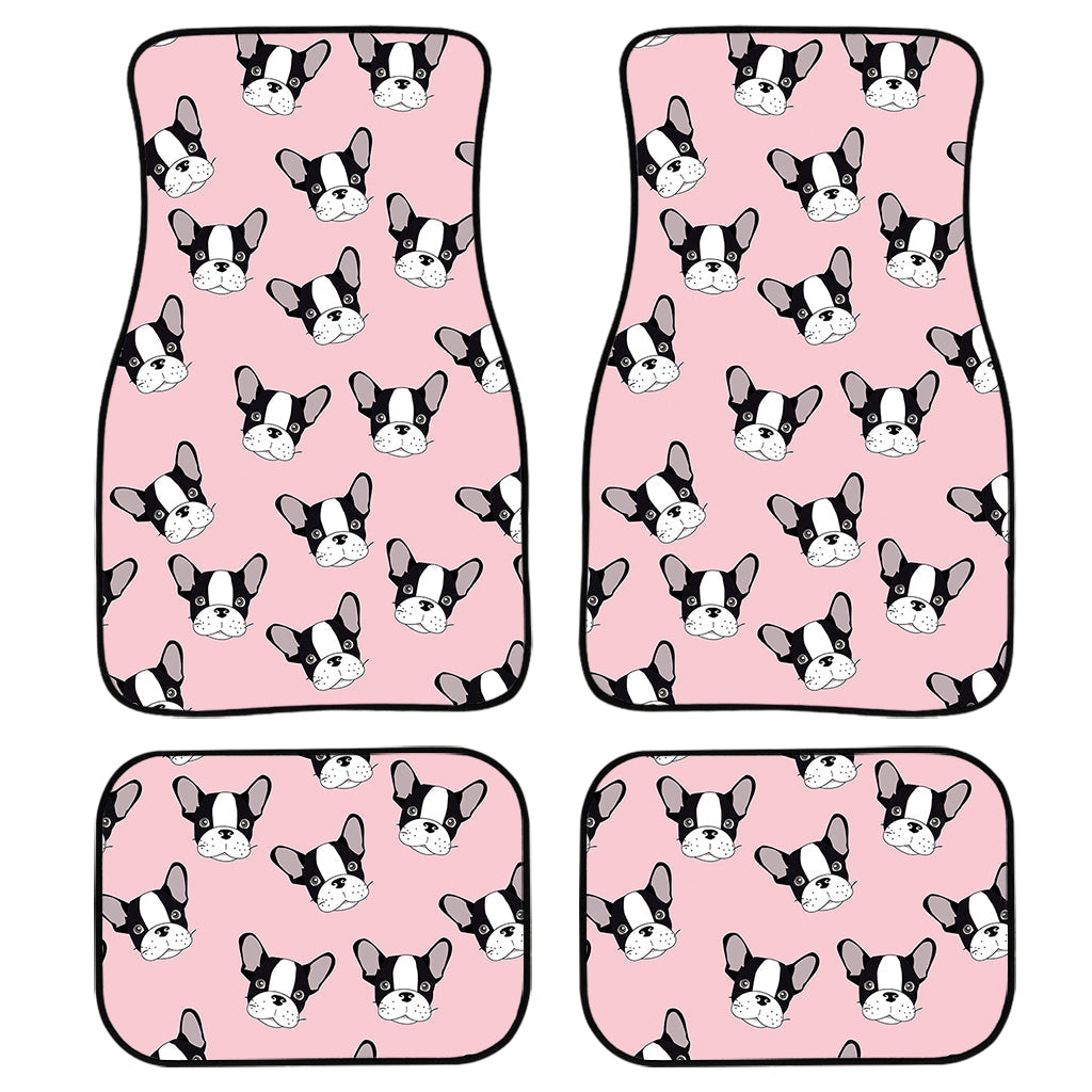 Cartoon French Bulldog Pattern Print Front And Back Car Floor Mats, Front Car Mat