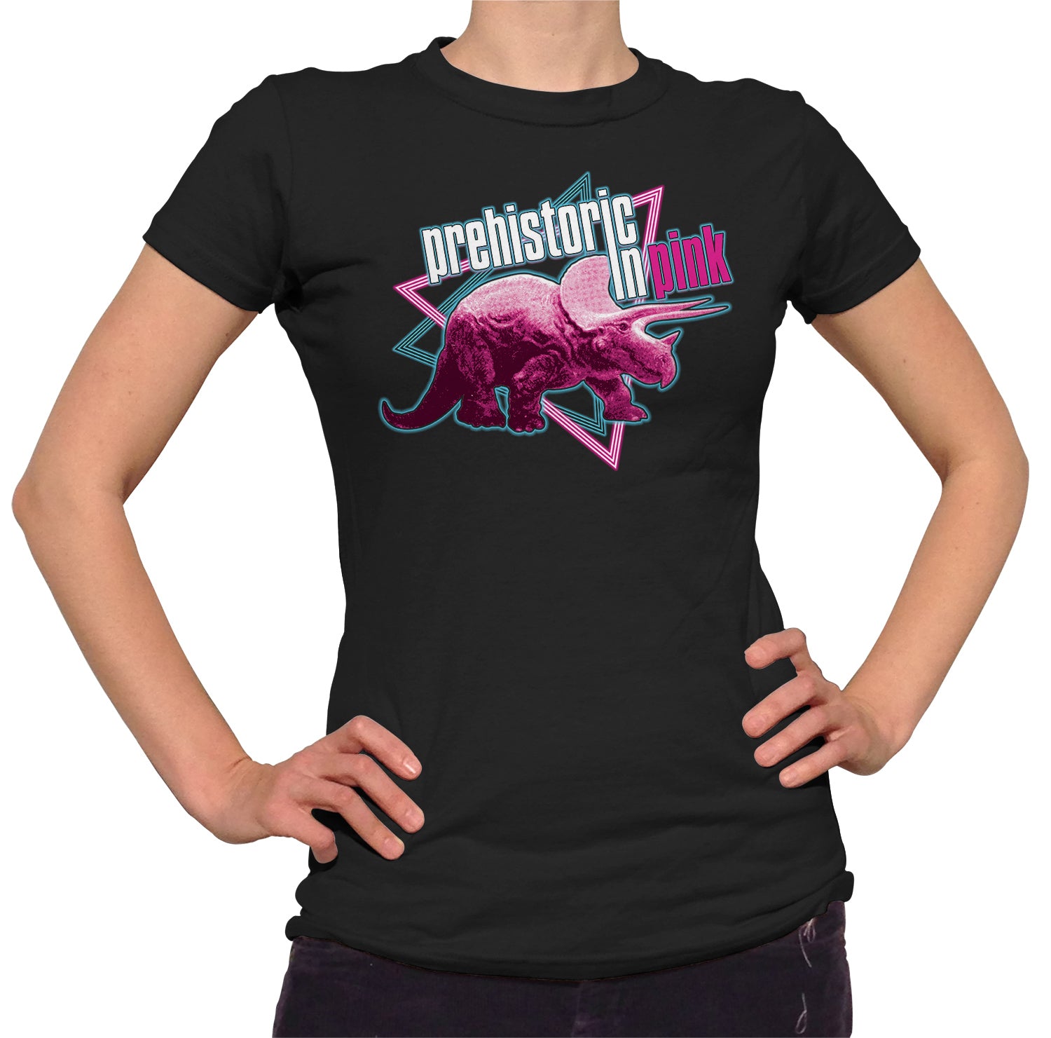 Women’S Prehistoric In Pink Triceratops T-Shirt – Funny Dinosaur Shirt