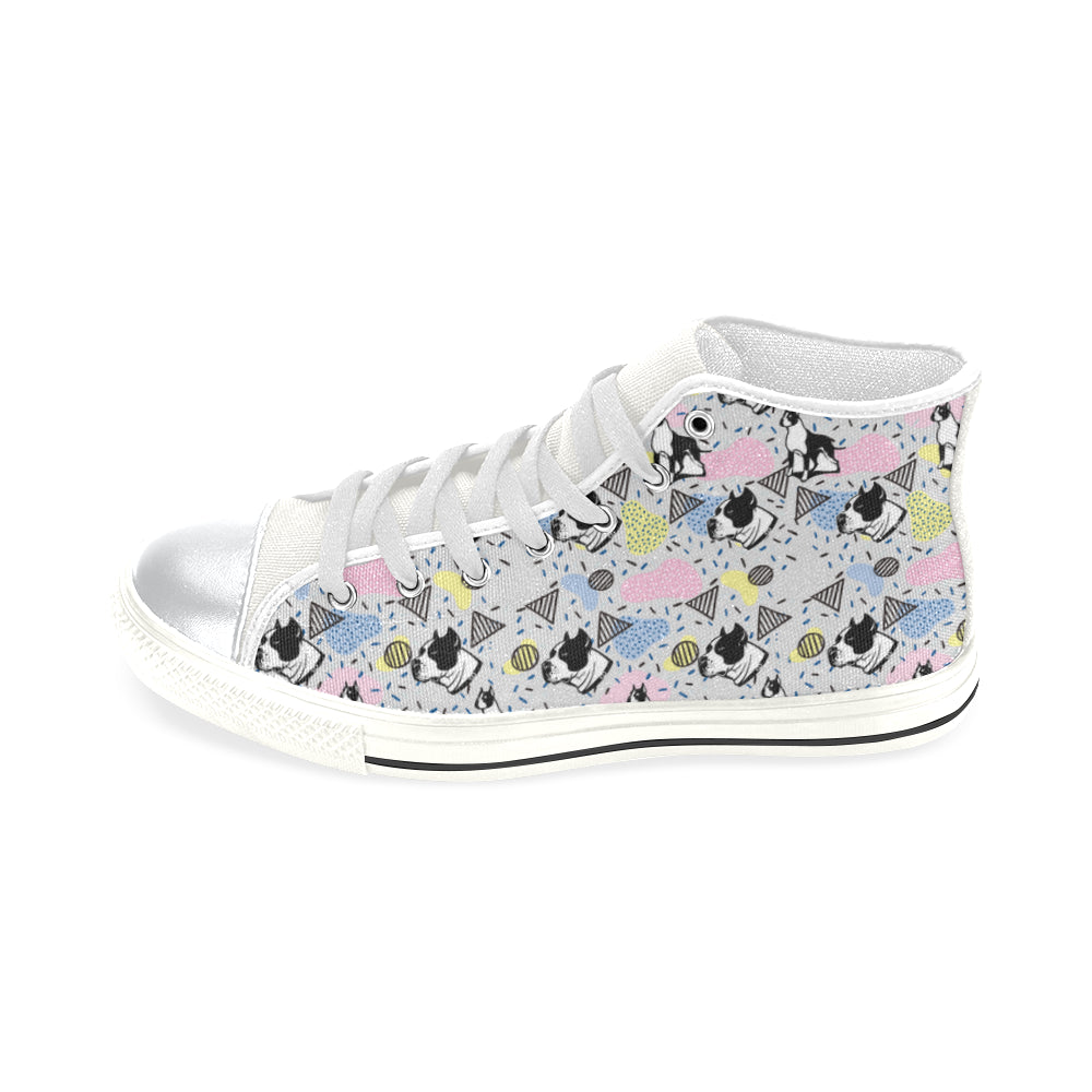 American Staffordshire Terrier Pattern White High Top Canvas Women’s Shoes/Large Size