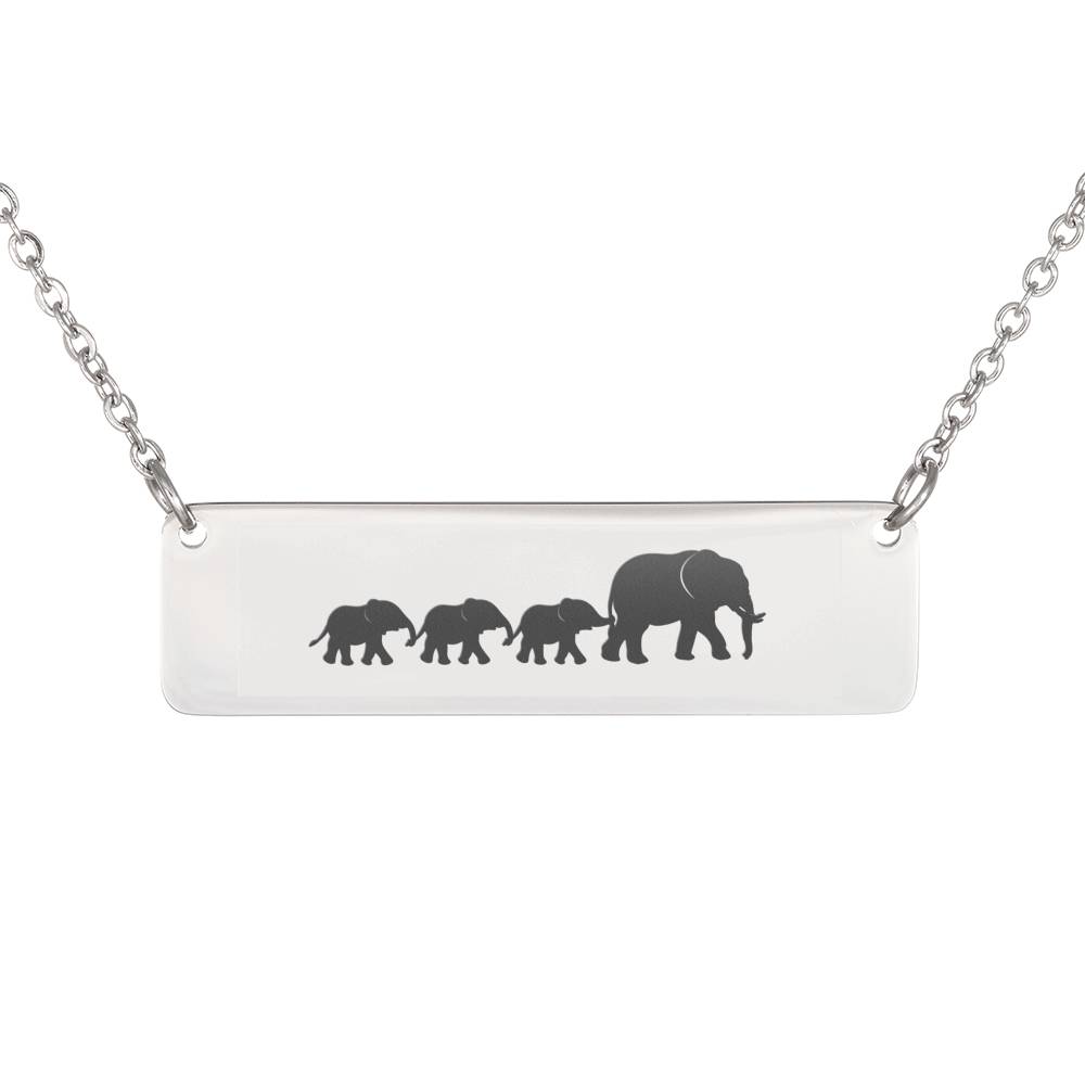 Personalized Mama Elephant + 3 Calves – Necklace