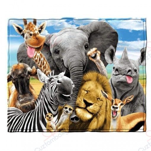 African Safari Animals GS-CL-ML1104 Fleece Blanket