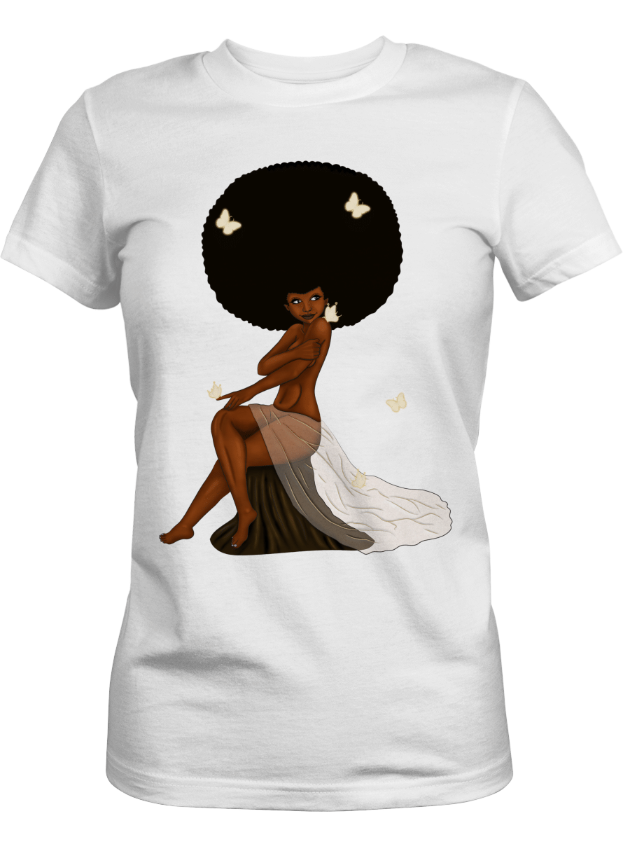 Black Queen Shirt For Black Girl With Butterfly Art Shirt For Afro Women