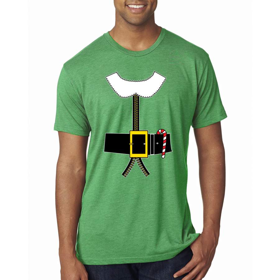 Santa Suit with Beard Belt Candy Cane Christmas Mens Premium Tri Blend T-Shirt