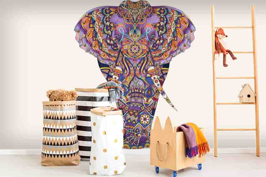 3D Color Elephant Wall Mural Wallpaper A215 Lqh