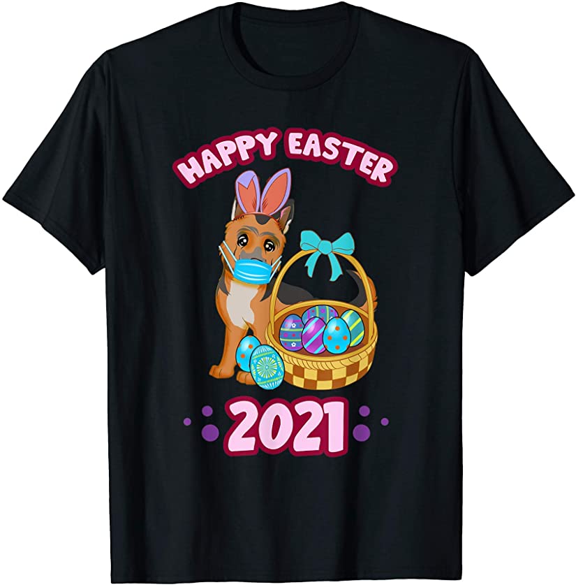 Easter 2021 German Shepherd Dog Bunny Eggs Social Distancing T-Shirt