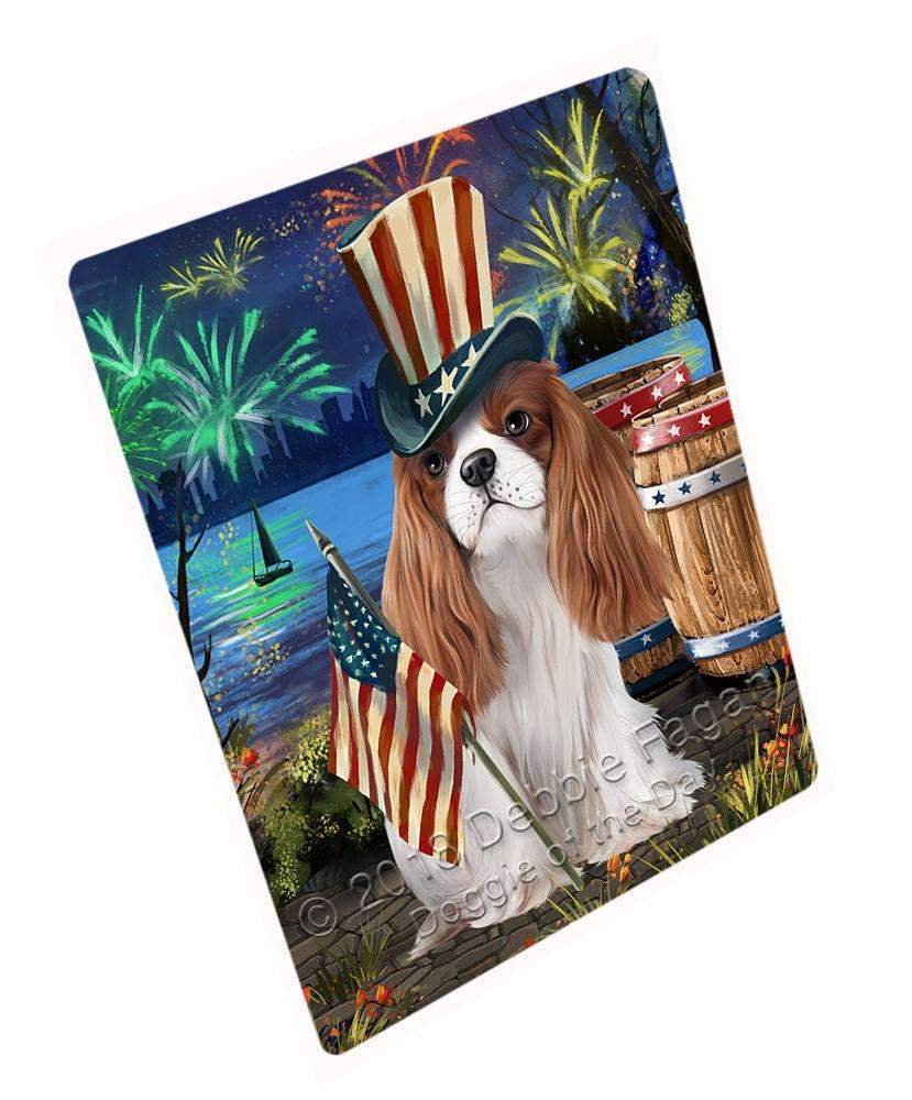 4Th Of July Independence Day Fireworks Cavalier King Charles Spaniel Dog At The Lake Blanket Blnkt74685