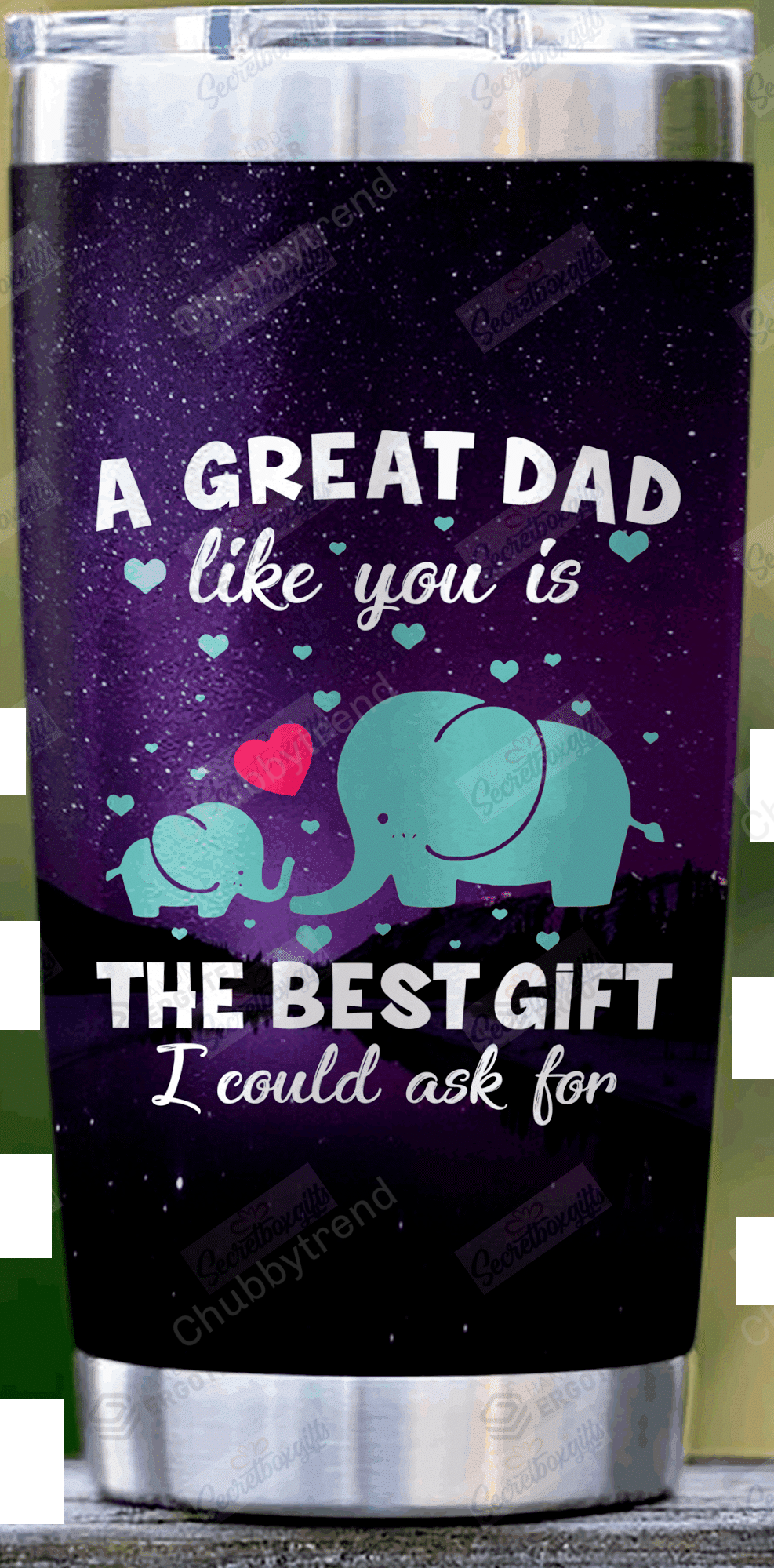 Elephants A Great Dad Like You Is The Best Gift Stainless Steel Tumbler, Tumbler Cups For Coffee Or Tea, Great Gifts For Thanksgiving Birthday Christmas