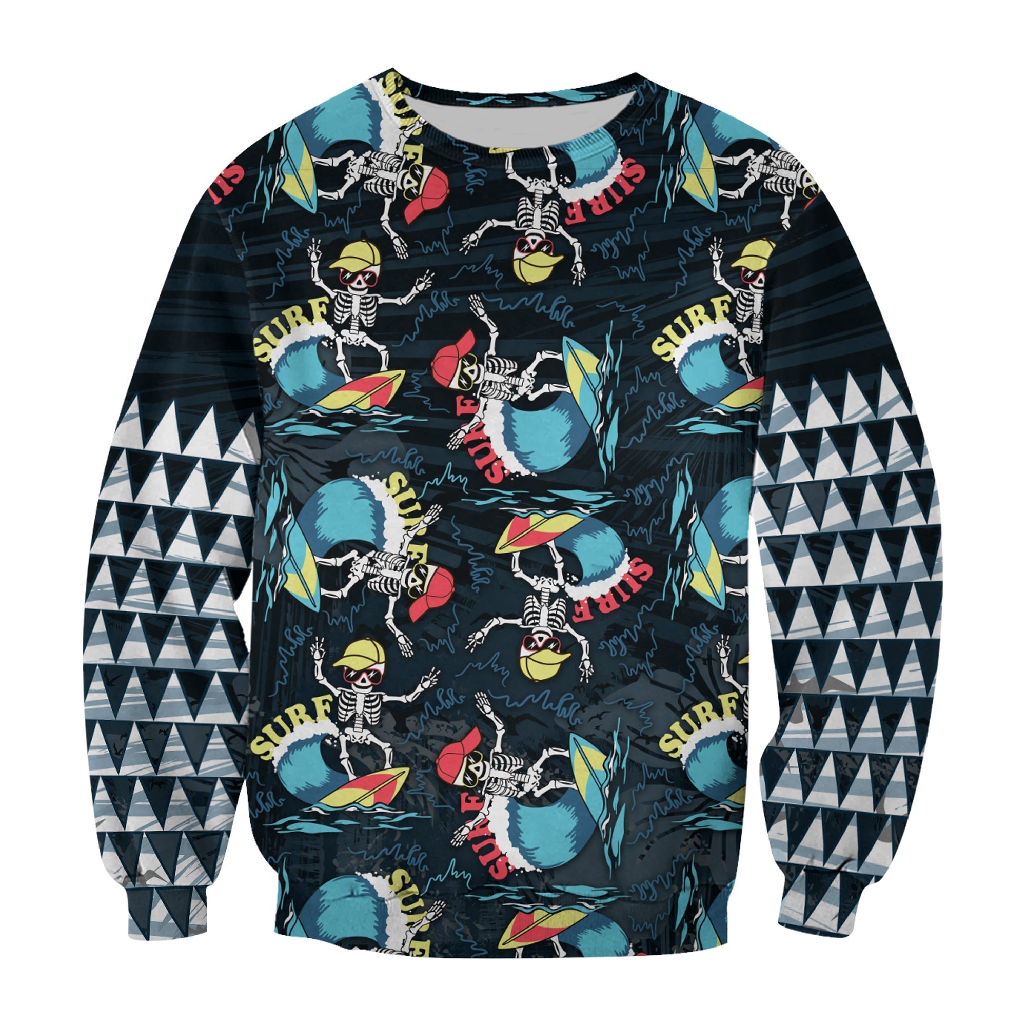 Hawaii Skeleton Surf Sweatshirt Halloween Hawaiian Tribal Lt13