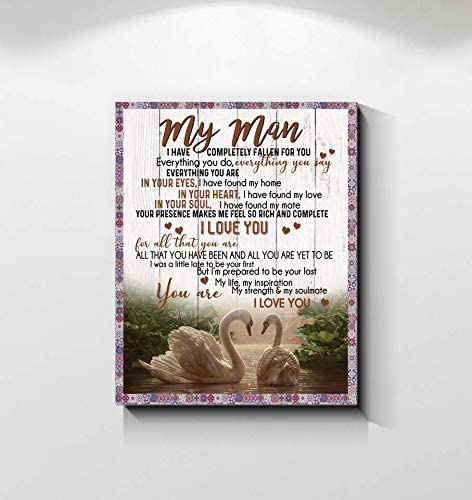 Wife To Husband Your Presence Makes Me Feel So Rich And Complete Canvas Print Decor Bedroom, Living Room Home Decor Wall Art Awesome Perfect Birthday, Wedding, Housewarming Gift Deluxe 1.5