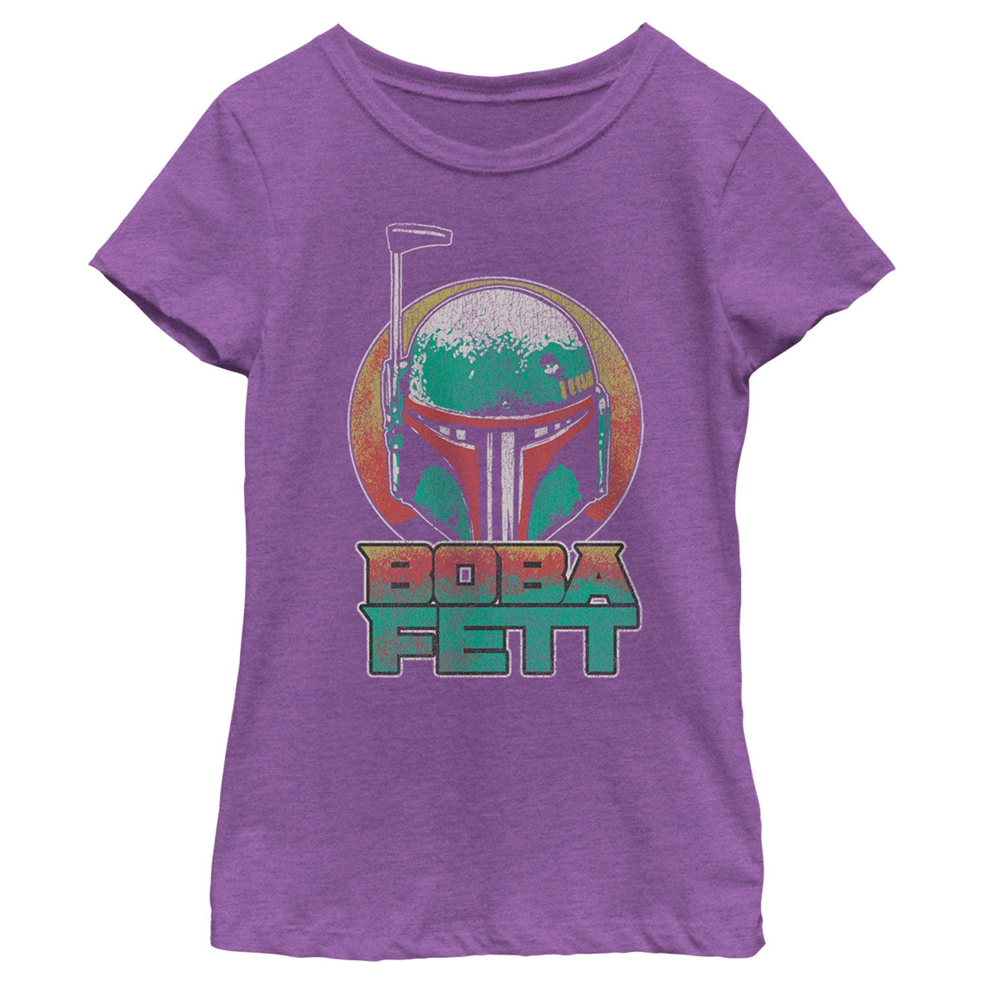 The Book Of Boba Fett Girl’S Distressed Retro Helmet  T-Shirt