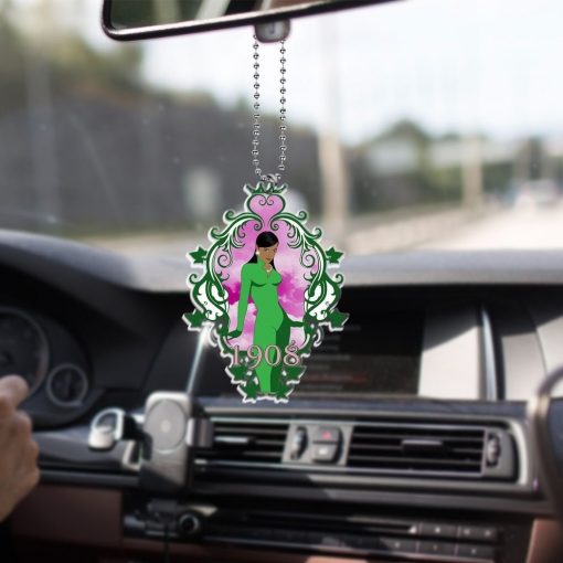 Alpha Kappa Alpha 1908 Gorgeous Woman Ivy Border Car Hanging Ornament