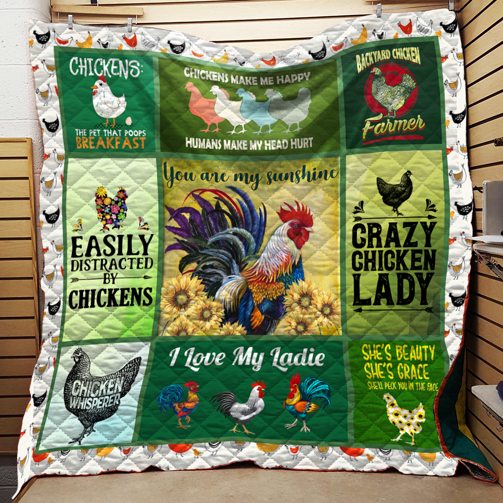 I love my chickens- You are my sunshine Quilt Blanket