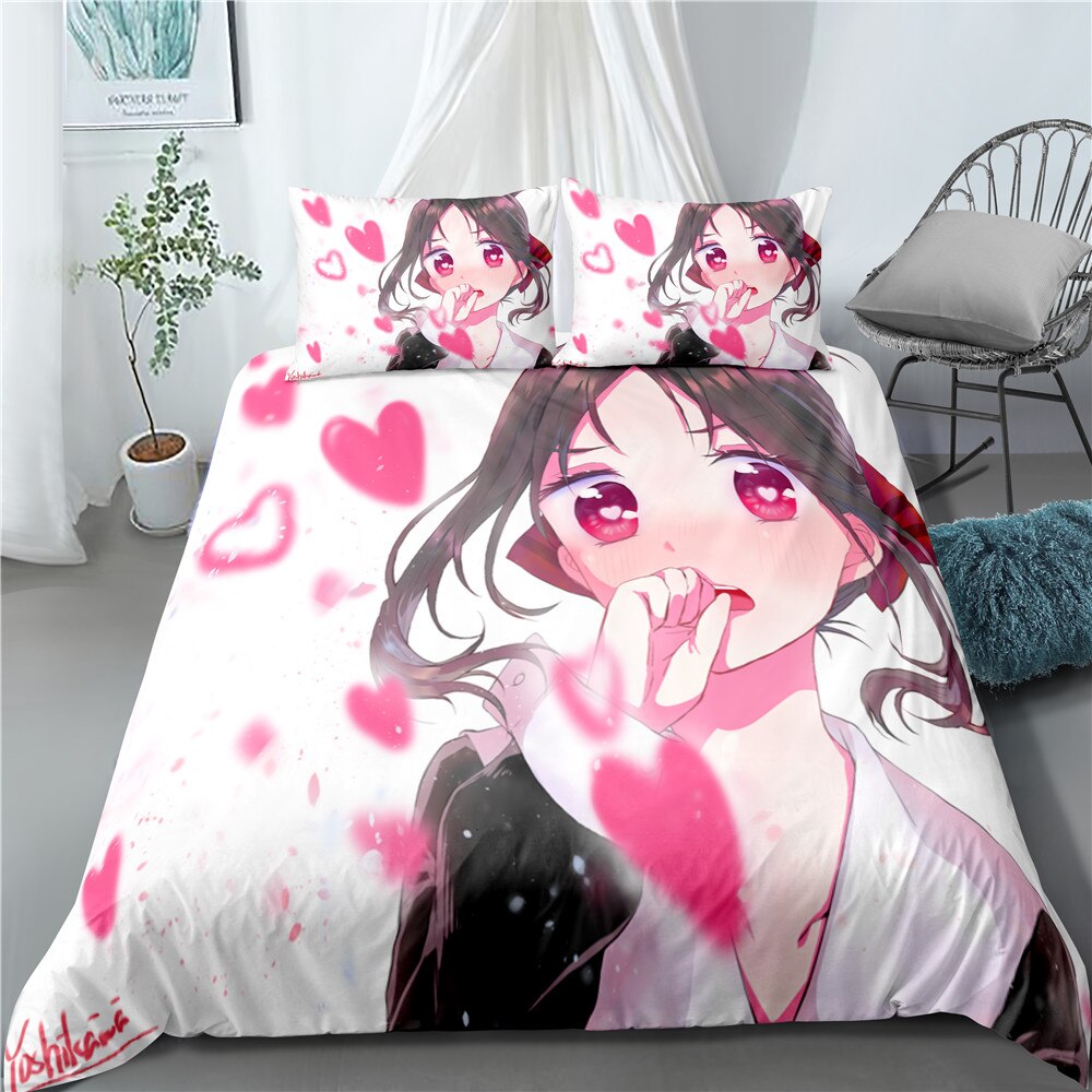 Anime Kaguya Sama Home Textile Pillow Case 3D Bed Linen Duvet Covers Kids Bedding Sets Bed Set Home Decor Bedding