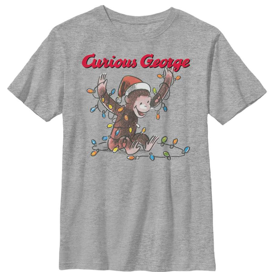 Curious George Boy’s Christmas Light Game  T Shirt