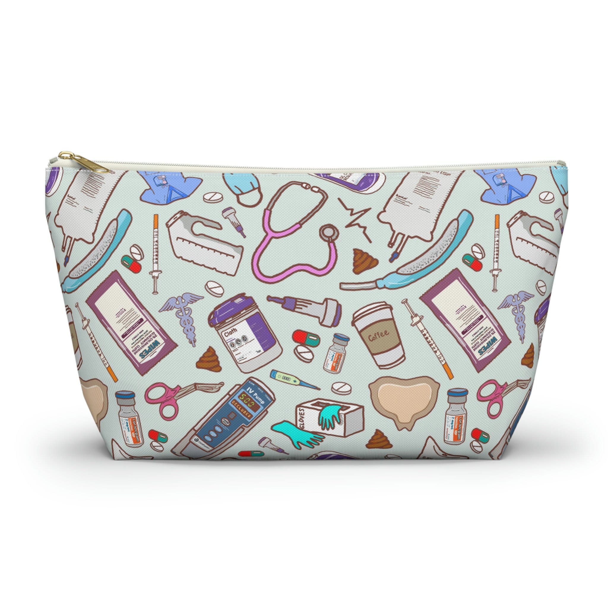 Bedside Nurse Doodles Accessory Pouch, Work Bag for Registered Nurse RN, Gift for Nurses Week, Nursing Doodles Bag, Er Icu Peds Nurse