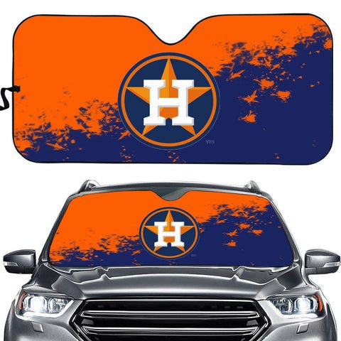 Houston Astros Logo Pattern Car Sun Shade 3D Printed In Blue & Orange