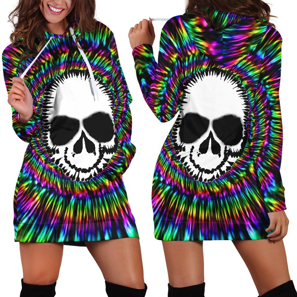 Tie Dye Skull Hoodie Dress