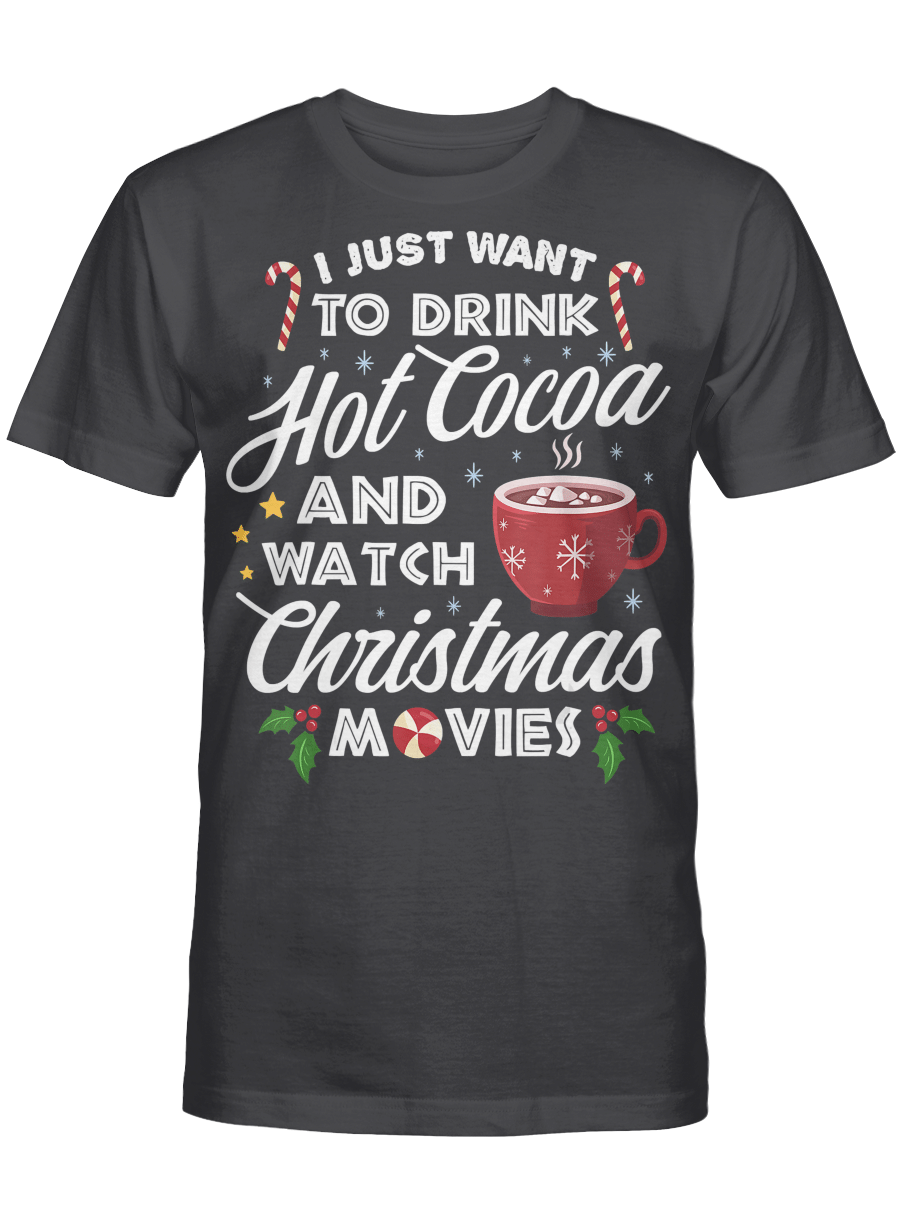 AmazeStyleZ Santa’s Reindeer, Ugly Christmas Sweater, Christmas Gift Ideas, Drink Hot Cocoa Watch Christmas Movies Funny Cute T-Shirt