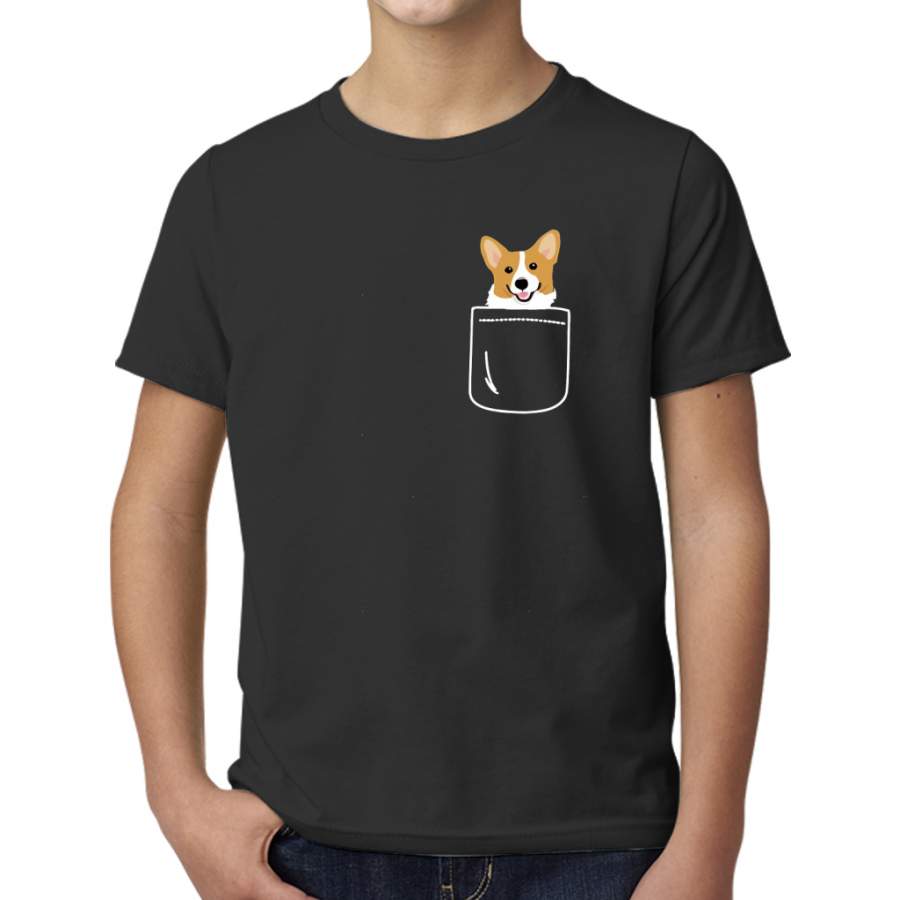 Corgi In Pocket Funny Cute Puppy Big Happy Smile Young T-Shirt