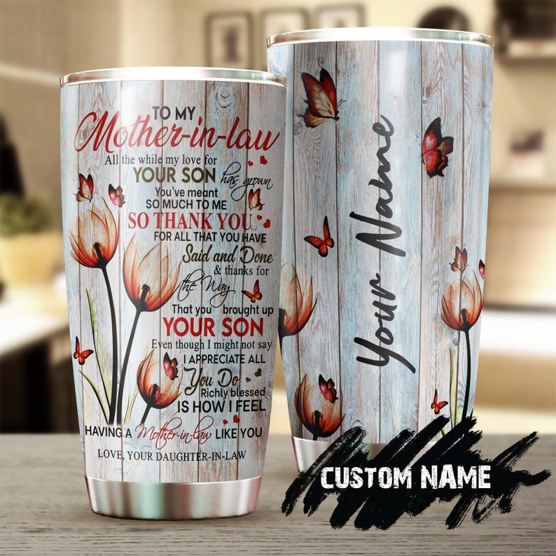 Mom In Law Letter Thank You Brought Up Your Son Personalized Tumbler-Birthday Gift Christmas Gift Mother’S Day Gift For Mother In Law