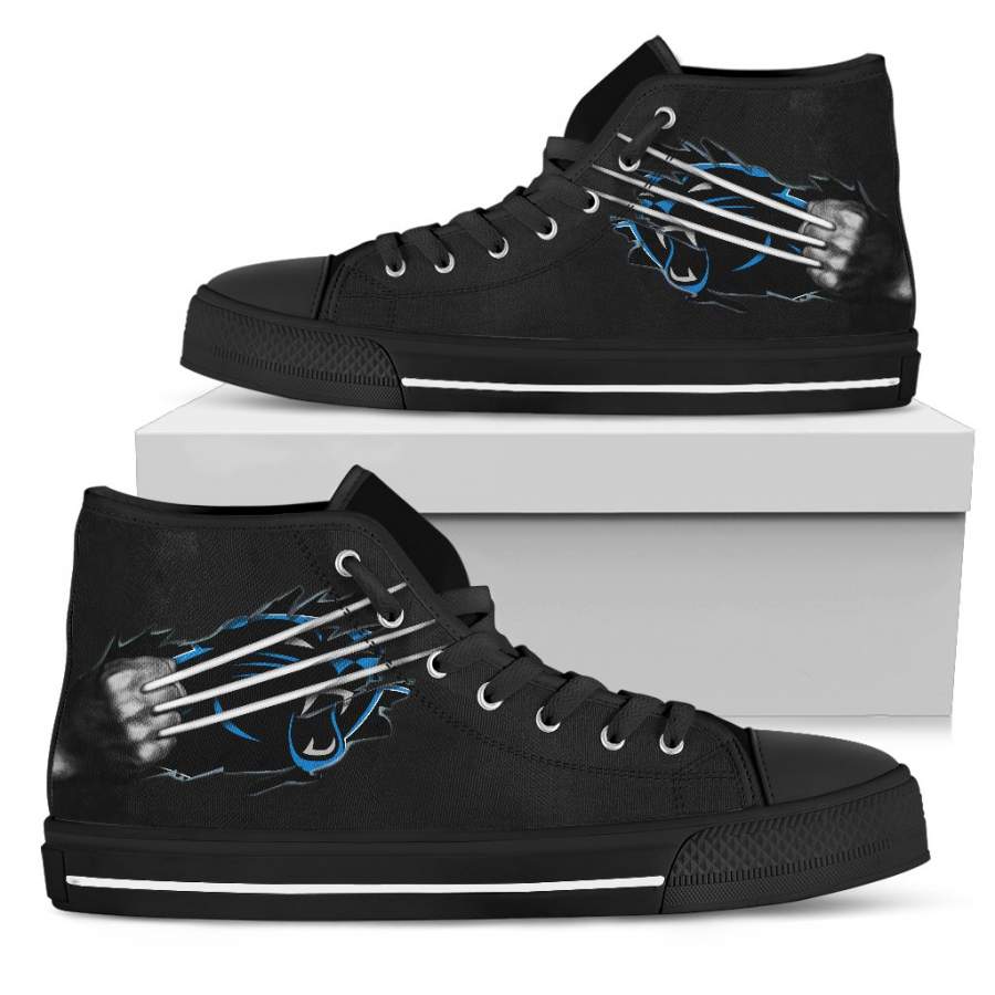 Scratch Of The Wolf Carolina Panthers High Top Shoes