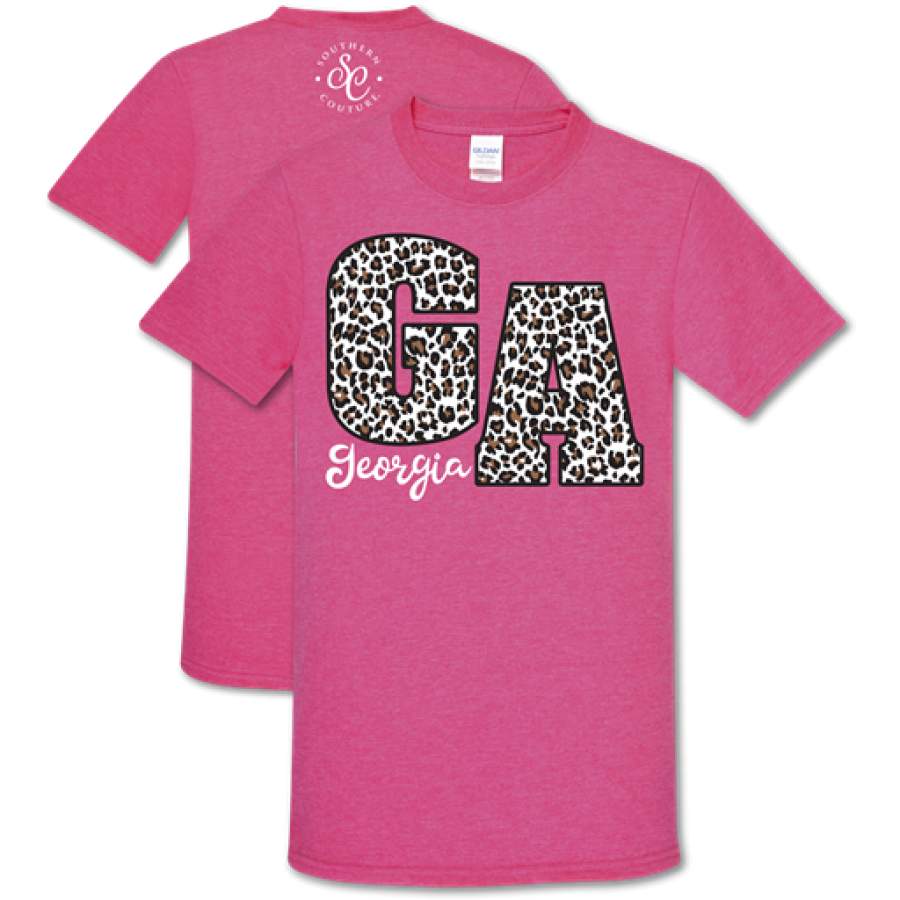 Southern Couture Soft Collection Leopard Georgia Pink T-Shirt