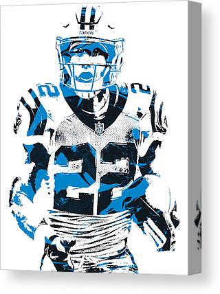 Christian Mccaffrey Carolina Panthers Pixel Art 23 Joe Hamilton Canvas Print