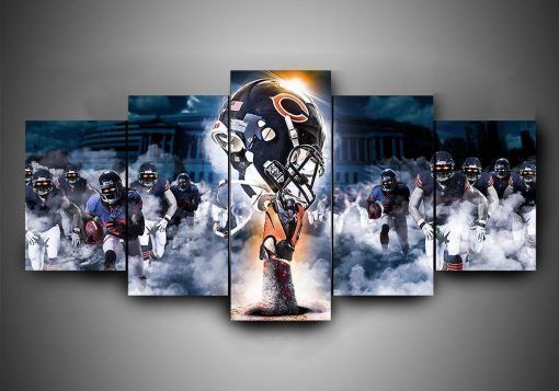 Chicago Bears 2 Football 5 Panel Canvas Art Wall Decor