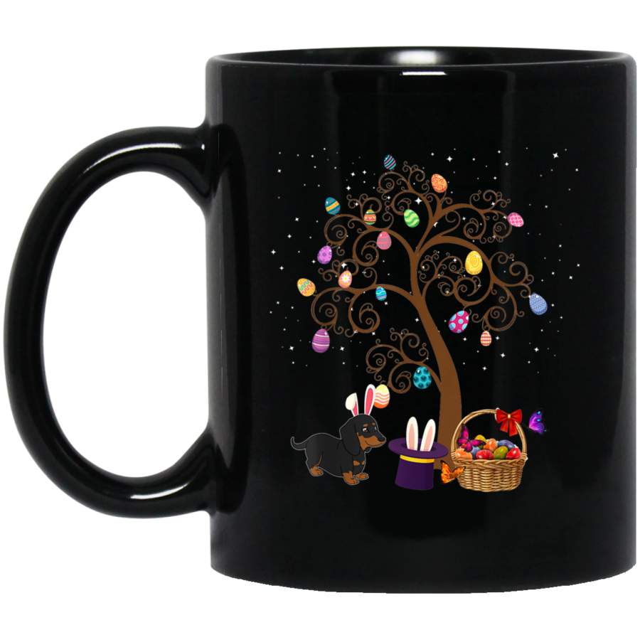 Dachshunds Dog Hunting Egg Tree Bunny Easter Day Gift Mug