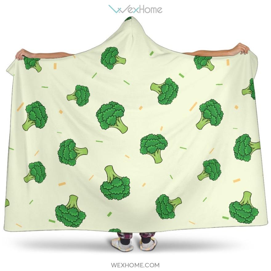 Broccoli Pattern Hooded Blanket