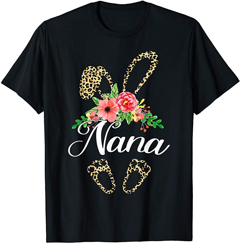 Womens Happy Easter 2021 Leopard Easter Bunny Face for Nana T-Shirt