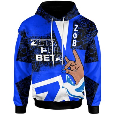 Zeta Phi Beta Hoodie – Custom Sorority Zeta Phi Beta Rose Patterns And Hand Sign Hoodie