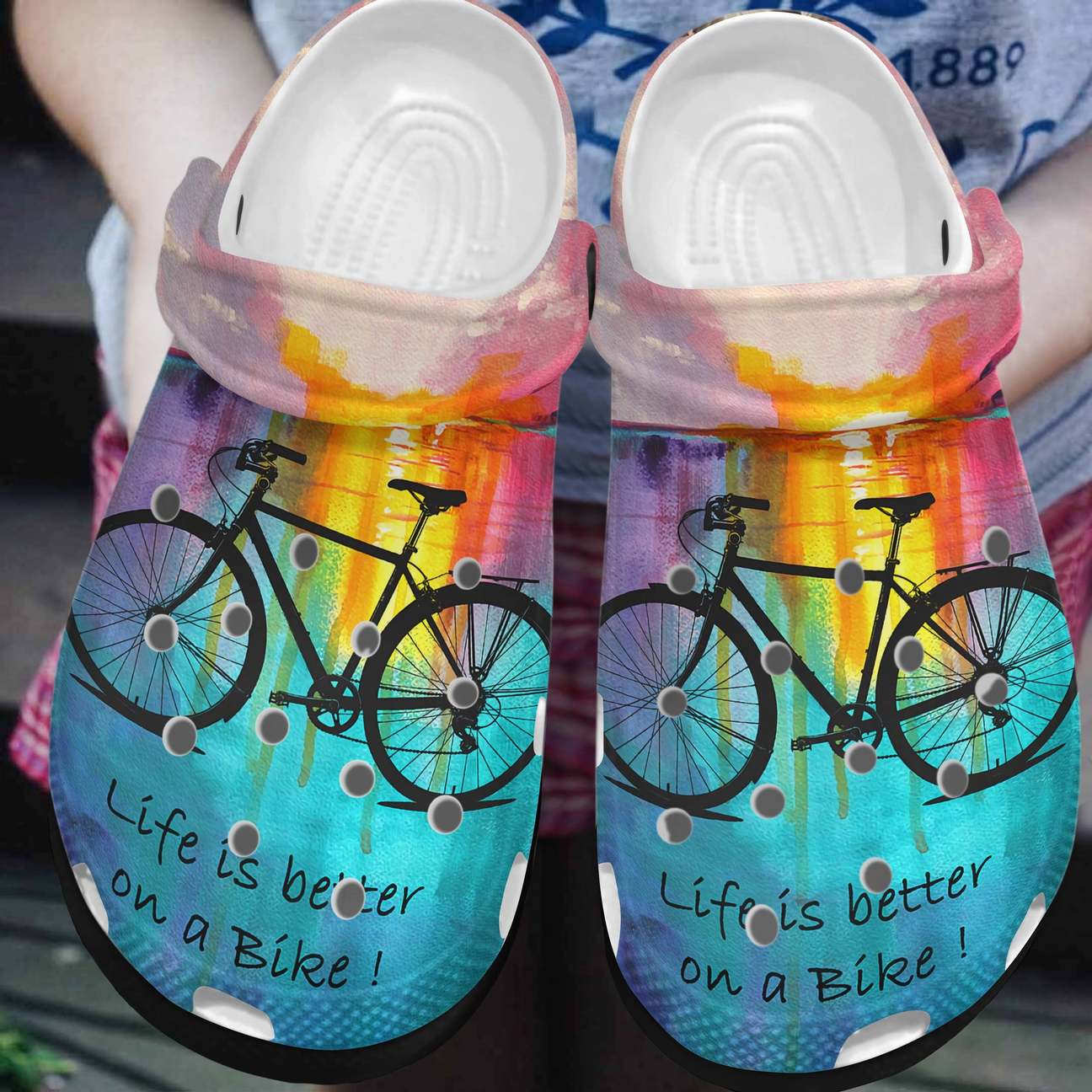 Cycling Personalized Clog, Custom Name, Text, Color, Number Fashion Style For Women, Men, Kid, Print 3D Life Is Better On A Bike