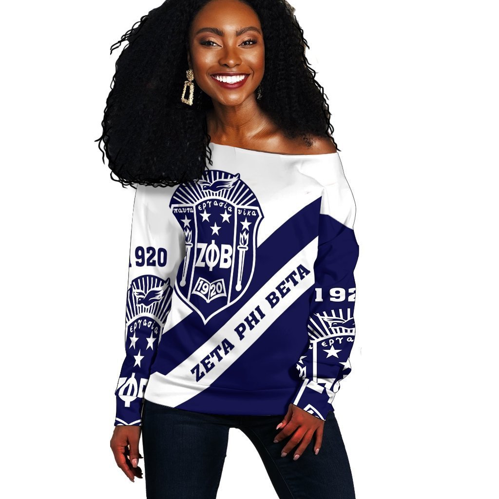 Sorority Sweatshirt – Zeta Phi Beta Women Off Shoulder – Tech Style