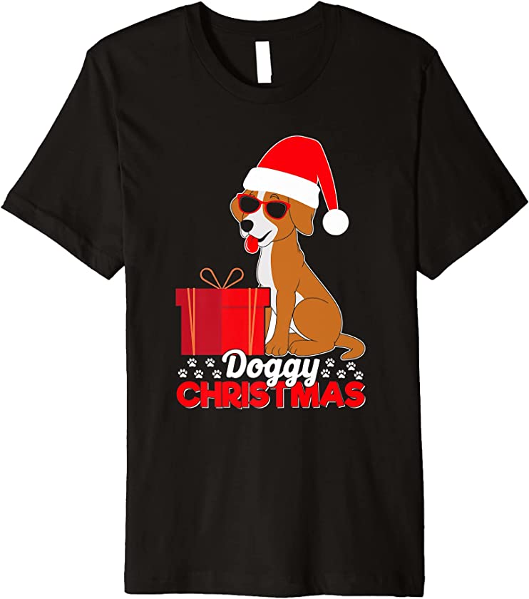 Doggy Christmas Santa Hat Dog Paw Puppy Xmas Holiday Dog Premium T-Shirt