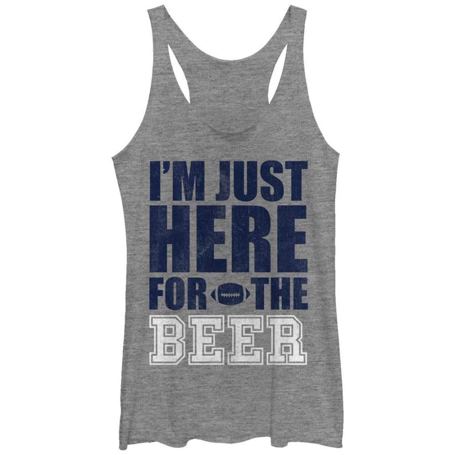 CHIN UP Women’s Football Here for the Beer  Racerback Tank Gray Heather