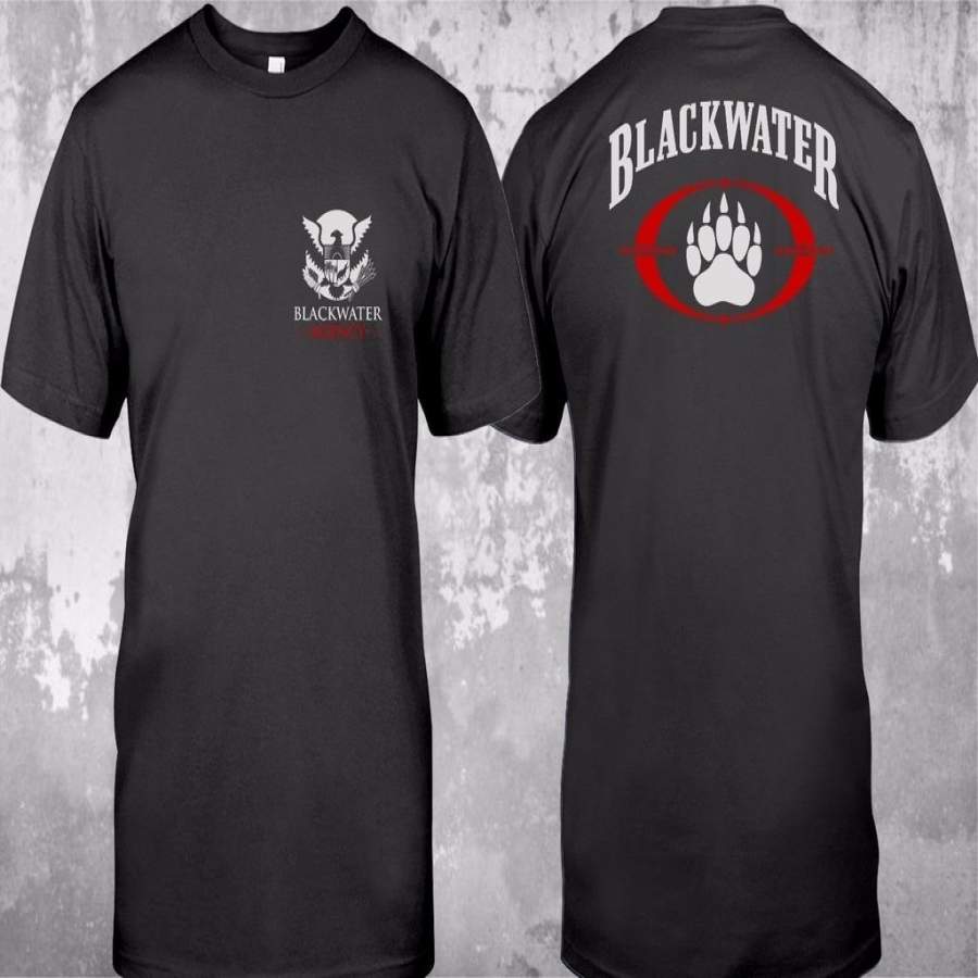 New Academi Blackwater Logo Private Military 2 Sides Mens T-Shirt