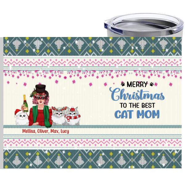 Personalized Tumbler, Merry Christmas To The Best Cat Mom, Christmas Gift For Cat Lovers