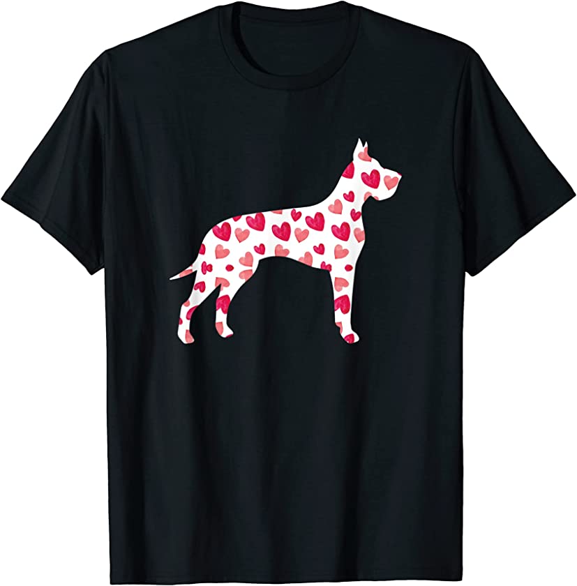 Valentines Day Great Dane Hearts Puppy Dog Lover T-Shirt