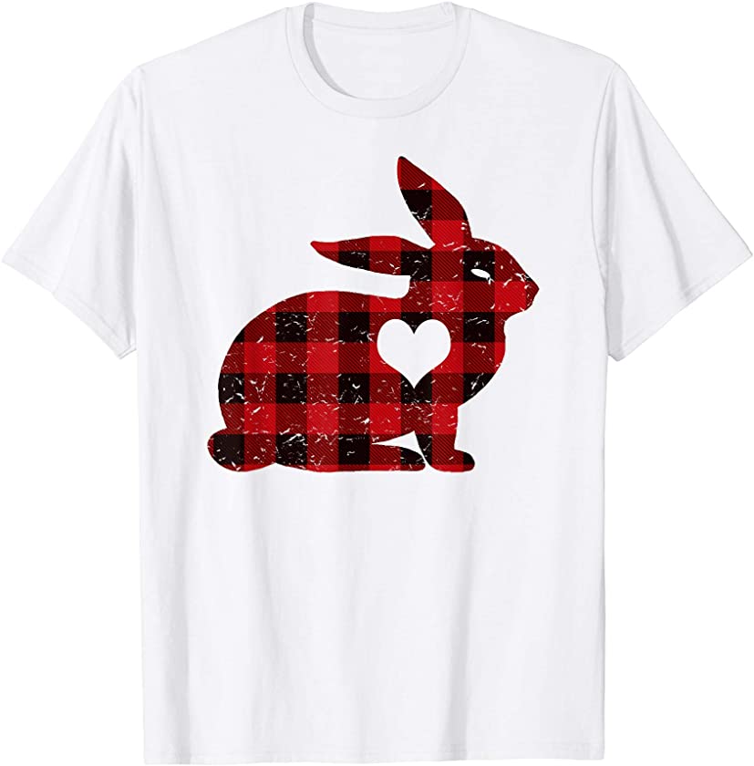 Bunny Buffalo Plaid Funny Hearts Easter Day Bunnies For Boys T-Shirt