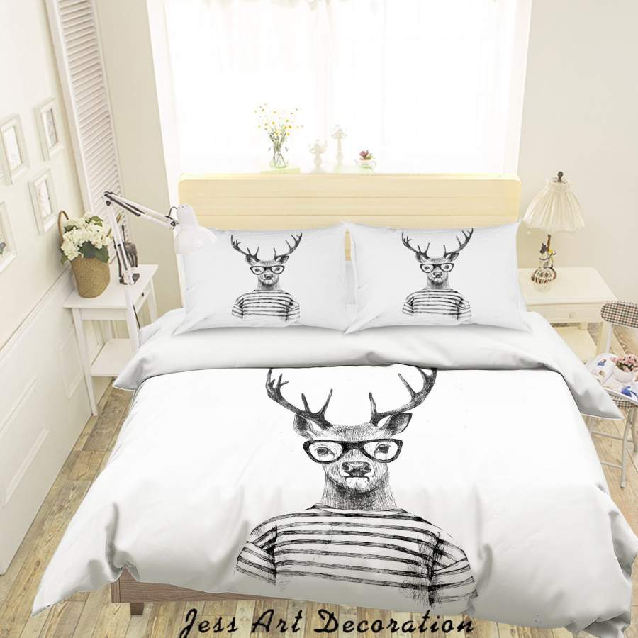 3D Cartoon Animal Deer Quilt Cover Set Bedding Set Duvet Cover Pillowcases A022 LQH