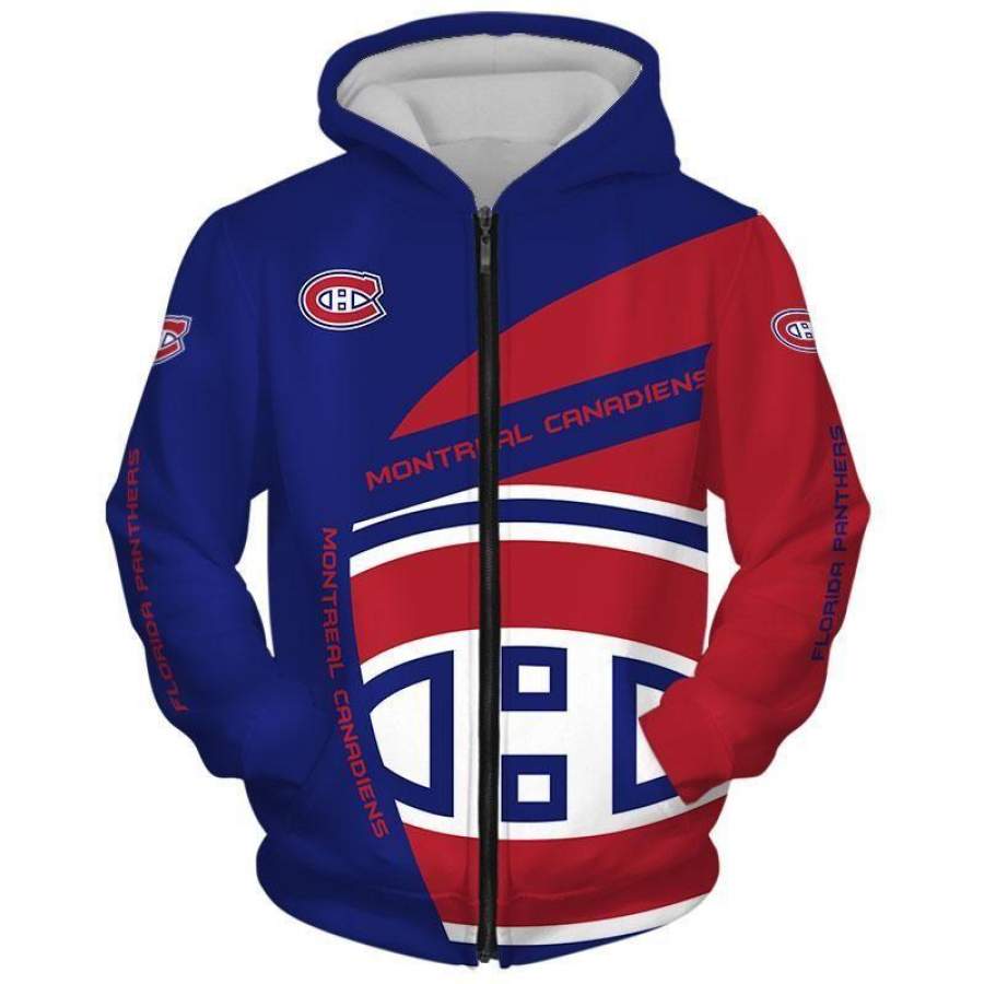 Montreal Canadiens Zip Up Hoodie Unisex 3D All Over Print