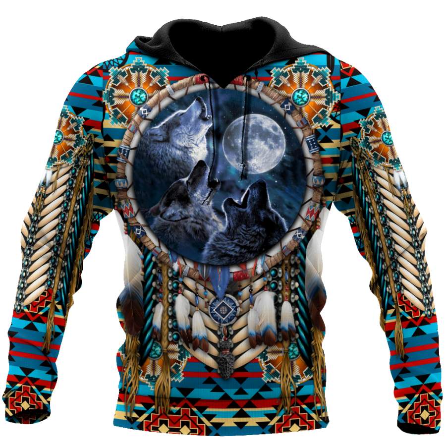 All Over Print Native American Wolves Hoodie DA19092020