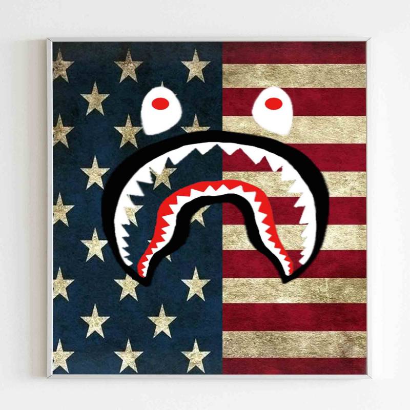 Bape Shark American Flag Poster