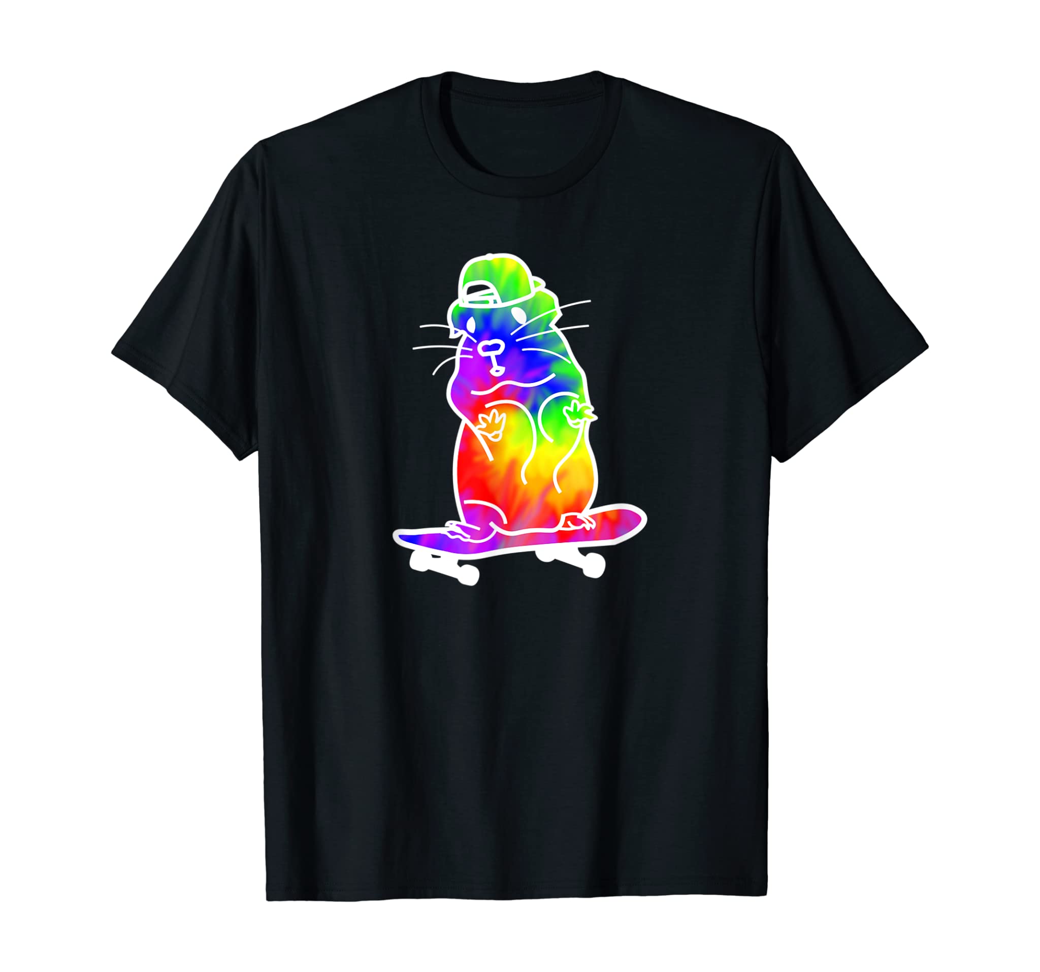 Funny Tie-Dye Shirt Hamster Guinea Pig Animal Skateboarding